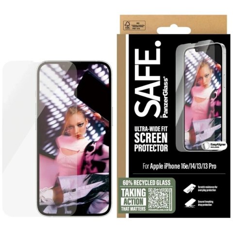 Szkło hartowane SAFE by PanzerGlass Ultra-Wide Fit na iPhone 13 / 13 Pro / 14 / 16e - przezroczyste Szkło hartowane SAFE by PanzerGlass Ultra-Wide Fit na iPhone 13 / 13 Pro / 14 / 16e - przezroczyste