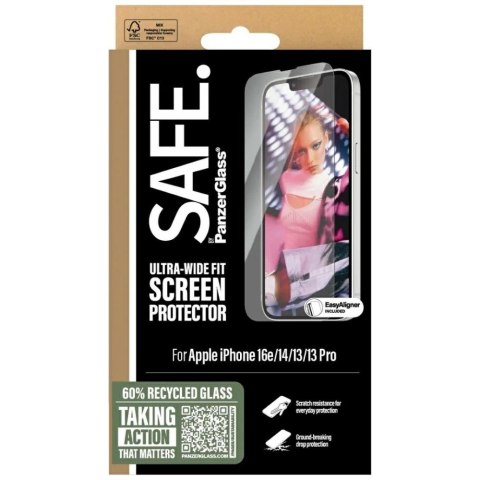 Szkło hartowane SAFE by PanzerGlass Ultra-Wide Fit na iPhone 13 / 13 Pro / 14 / 16e - przezroczyste Szkło hartowane SAFE by PanzerGlass Ultra-Wide Fit na iPhone 13 / 13 Pro / 14 / 16e - przezroczyste