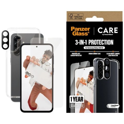 Zestaw ochronny CARE by PanzerGlass Flagship 3w1 Etui+Szkło+Lens na Samsung Galaxy A56 5G - przezroczysty Zestaw ochronny CARE by PanzerGlass Flagship 3w1 Etui+Szkło+Lens na Samsung Galaxy A56 5G - przezroczysty