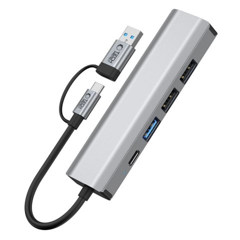 Adapter Tech-Protect HB03 HUB Adapter 5w1 USB-C + USB2.0 + USB3.0 + RJ45 - szary Adapter Tech-Protect HB03 HUB Adapter 5w1 USB-C + USB2.0 + USB3.0 + RJ45 - szary