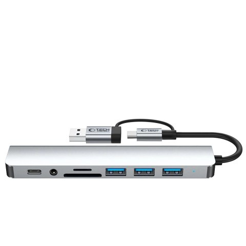 Adapter Tech-Protect HB06 HUB Adapter 8w1 TYP-C + USB2.0 + USB3.0 + SD/TF + AV3.5 - szary Adapter Tech-Protect HB06 HUB Adapter 8w1 TYP-C + USB2.0 + USB3.0 + SD/TF + AV3.5 - szary