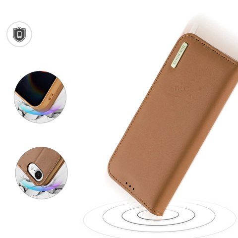 Etui Dux Ducis Hivo na iPhone 16e z klapką i ochroną RFID - brązowe Etui Dux Ducis Hivo na iPhone 16e z klapką i ochroną RFID - brązowe