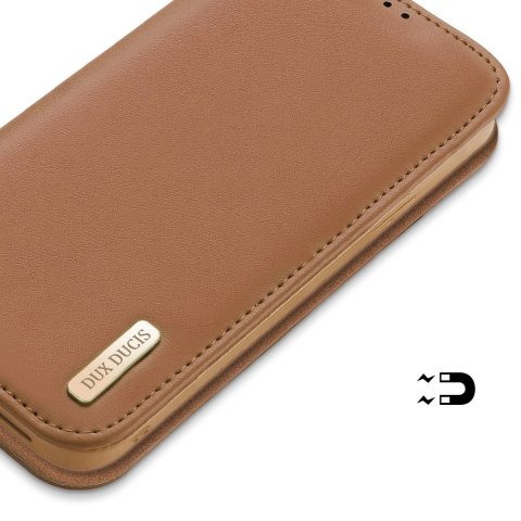 Etui Dux Ducis Hivo na iPhone 16e z klapką i ochroną RFID - brązowe Etui Dux Ducis Hivo na iPhone 16e z klapką i ochroną RFID - brązowe