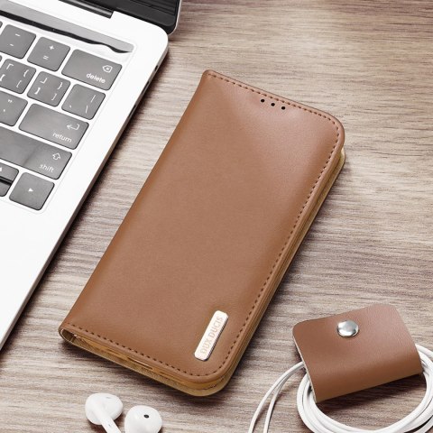 Etui Dux Ducis Hivo na iPhone 16e z klapką i ochroną RFID - brązowe Etui Dux Ducis Hivo na iPhone 16e z klapką i ochroną RFID - brązowe