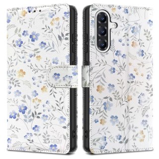 Etui Tech-Protect Wallet na Samsung Galaxy A36 5G - białe stokrotki