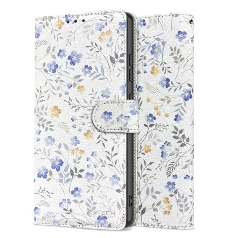 Etui Tech-Protect Wallet na Samsung Galaxy A36 5G - białe stokrotki