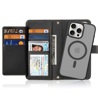 Etui skórzane Dux Ducis Lawa na iPhone 15 Pro Max - czarne