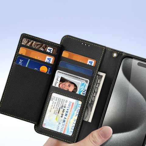 Etui skórzane Dux Ducis Lawa na iPhone 15 Pro Max - czarne Etui skórzane Dux Ducis Lawa na iPhone 15 Pro Max - czarne