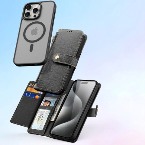 Etui skórzane Dux Ducis Lawa na iPhone 15 Pro Max - czarne Etui skórzane Dux Ducis Lawa na iPhone 15 Pro Max - czarne