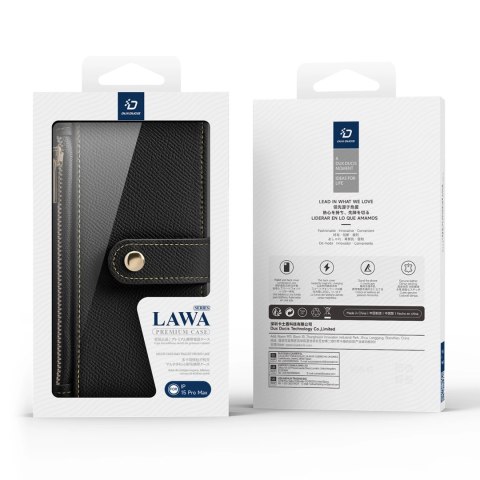 Etui skórzane Dux Ducis Lawa na iPhone 15 Pro Max - czarne Etui skórzane Dux Ducis Lawa na iPhone 15 Pro Max - czarne