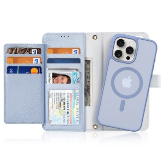 Etui skórzane Dux Ducis Lawa na iPhone 15 Pro Max - niebieskie