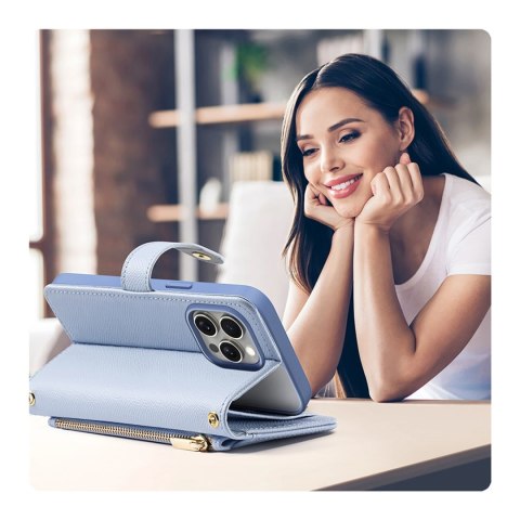 Etui skórzane Dux Ducis Lawa na iPhone 15 Pro Max - niebieskie Etui skórzane Dux Ducis Lawa na iPhone 15 Pro Max - niebieskie