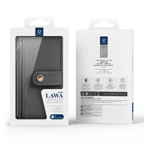 Etui skórzane Dux Ducis Lawa na iPhone 15 Pro Max - szare Etui skórzane Dux Ducis Lawa na iPhone 15 Pro Max - szare