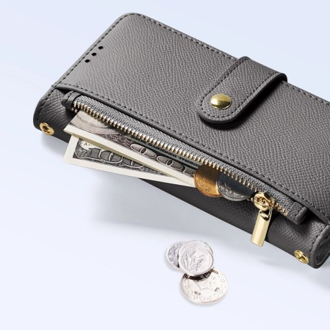 Etui skórzane Dux Ducis Lawa na iPhone 15 Pro Max - szare Etui skórzane Dux Ducis Lawa na iPhone 15 Pro Max - szare