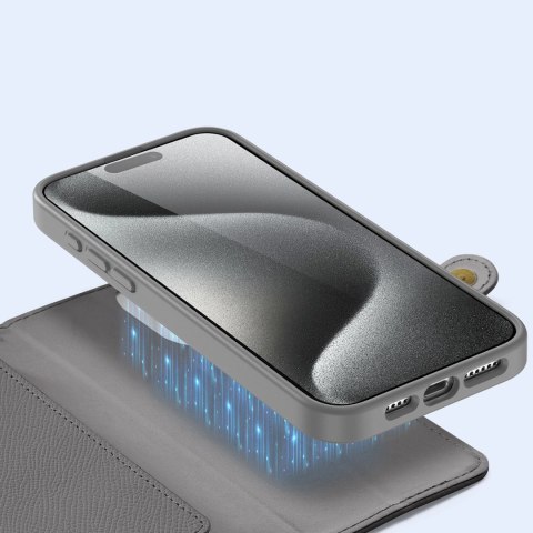 Etui skórzane Dux Ducis Lawa na iPhone 15 Pro Max - szare Etui skórzane Dux Ducis Lawa na iPhone 15 Pro Max - szare