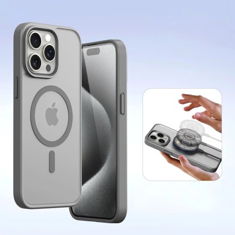Etui skórzane Dux Ducis Lawa na iPhone 15 Pro Max - szare Etui skórzane Dux Ducis Lawa na iPhone 15 Pro Max - szare