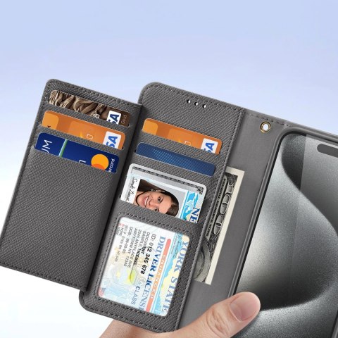 Etui skórzane Dux Ducis Lawa na iPhone 15 Pro Max - szare Etui skórzane Dux Ducis Lawa na iPhone 15 Pro Max - szare