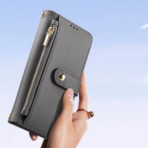 Etui skórzane Dux Ducis Lawa na iPhone 15 Pro Max - szare Etui skórzane Dux Ducis Lawa na iPhone 15 Pro Max - szare