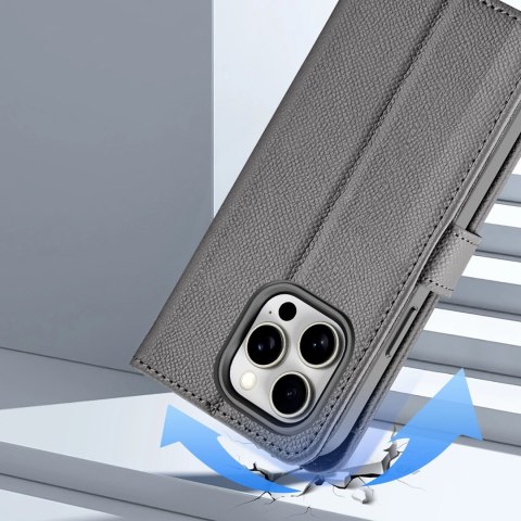 Etui skórzane Dux Ducis Lawa na iPhone 15 Pro Max - szare Etui skórzane Dux Ducis Lawa na iPhone 15 Pro Max - szare
