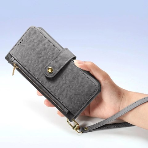 Etui skórzane Dux Ducis Lawa na iPhone 15 Pro Max - szare Etui skórzane Dux Ducis Lawa na iPhone 15 Pro Max - szare