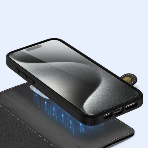 Etui skórzane Dux Ducis Lawa na iPhone 15 Pro - czarne Etui skórzane Dux Ducis Lawa na iPhone 15 Pro - czarne