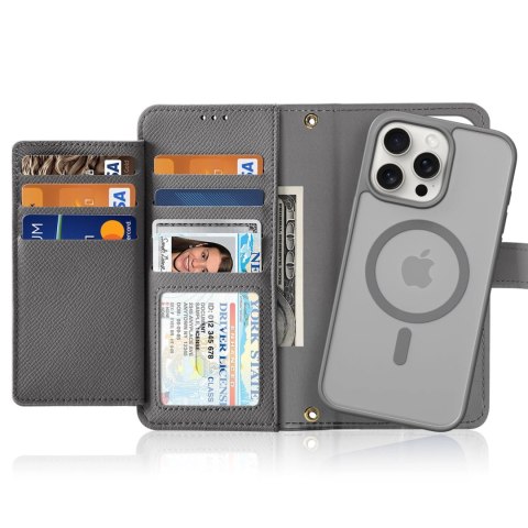 Etui skórzane Dux Ducis Lawa na iPhone 15 Pro - szare Etui skórzane Dux Ducis Lawa na iPhone 15 Pro - szare