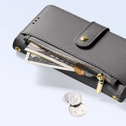 Etui skórzane Dux Ducis Lawa na iPhone 15 Pro - szare Etui skórzane Dux Ducis Lawa na iPhone 15 Pro - szare