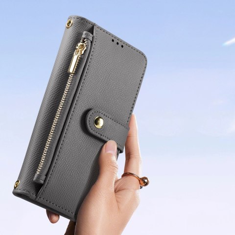 Etui skórzane Dux Ducis Lawa na iPhone 15 Pro - szare Etui skórzane Dux Ducis Lawa na iPhone 15 Pro - szare