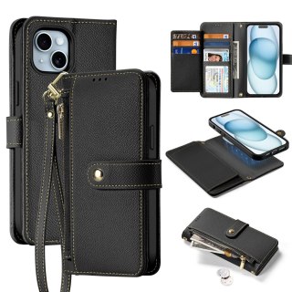 Etui skórzane Dux Ducis Lawa na iPhone 15 - czarne