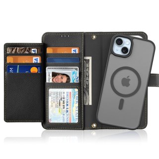 Etui skórzane Dux Ducis Lawa na iPhone 15 - czarne