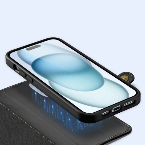 Etui skórzane Dux Ducis Lawa na iPhone 15 - czarne Etui skórzane Dux Ducis Lawa na iPhone 15 - czarne