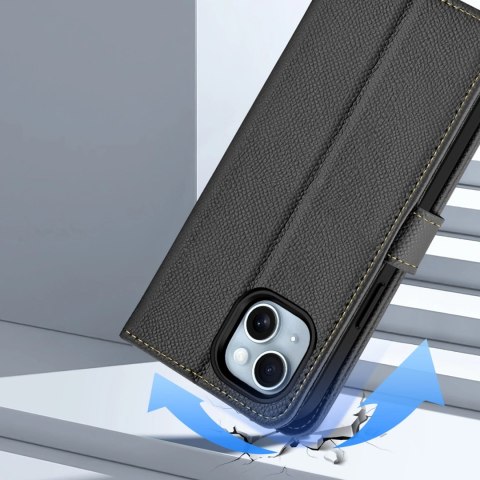 Etui skórzane Dux Ducis Lawa na iPhone 15 - czarne Etui skórzane Dux Ducis Lawa na iPhone 15 - czarne
