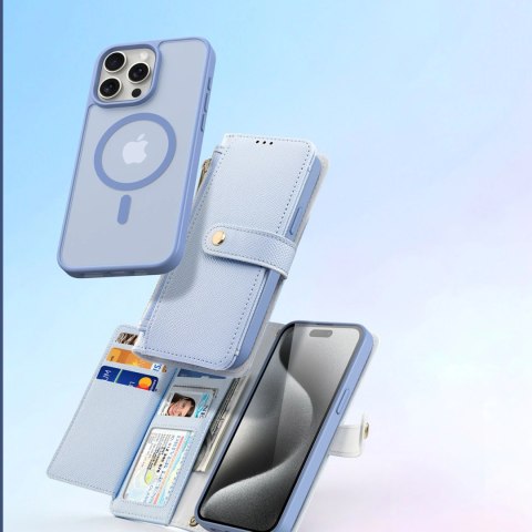Etui skórzane Dux Ducis Lawa na iPhone 15 - niebieskie Etui skórzane Dux Ducis Lawa na iPhone 15 - niebieskie