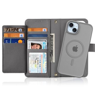 Etui skórzane Dux Ducis Lawa na iPhone 15 - szare