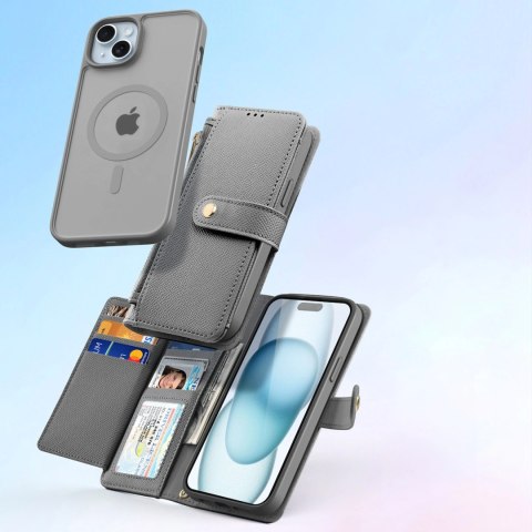 Etui skórzane Dux Ducis Lawa na iPhone 15 - szare