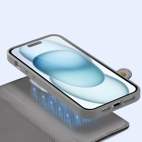 Etui skórzane Dux Ducis Lawa na iPhone 15 - szare