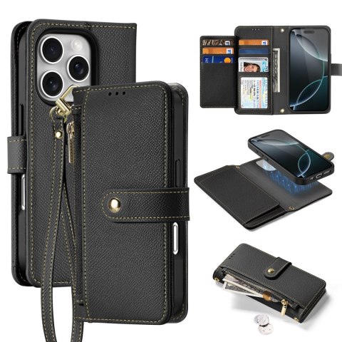 Etui skórzane Dux Ducis Lawa na iPhone 16 Pro Max - czarne Etui skórzane Dux Ducis Lawa na iPhone 16 Pro Max - czarne