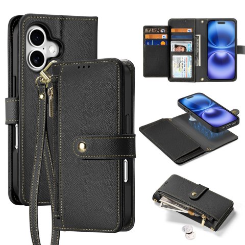Etui skórzane Dux Ducis Lawa na iPhone 16 - czarne Etui skórzane Dux Ducis Lawa na iPhone 16 - czarne