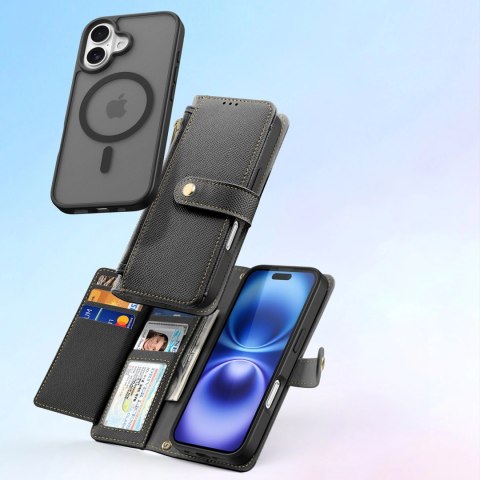 Etui skórzane Dux Ducis Lawa na iPhone 16 - czarne Etui skórzane Dux Ducis Lawa na iPhone 16 - czarne
