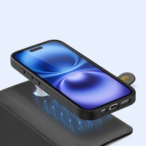 Etui skórzane Dux Ducis Lawa na iPhone 16 - czarne Etui skórzane Dux Ducis Lawa na iPhone 16 - czarne
