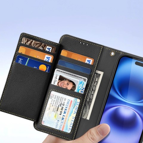 Etui skórzane Dux Ducis Lawa na iPhone 16 - czarne Etui skórzane Dux Ducis Lawa na iPhone 16 - czarne