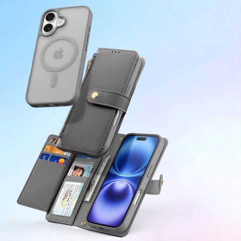 Etui skórzane Dux Ducis Lawa na iPhone 16 - szare Etui skórzane Dux Ducis Lawa na iPhone 16 - szare