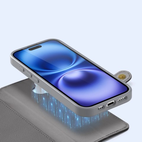 Etui skórzane Dux Ducis Lawa na iPhone 16 - szare Etui skórzane Dux Ducis Lawa na iPhone 16 - szare