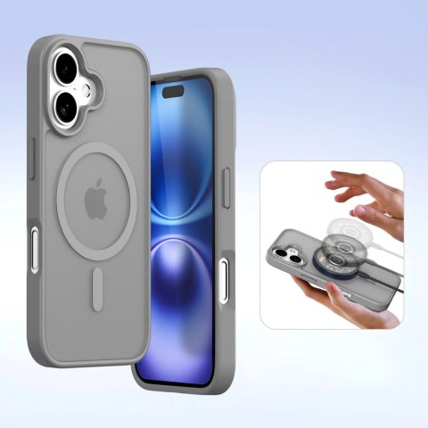 Etui skórzane Dux Ducis Lawa na iPhone 16 - szare Etui skórzane Dux Ducis Lawa na iPhone 16 - szare