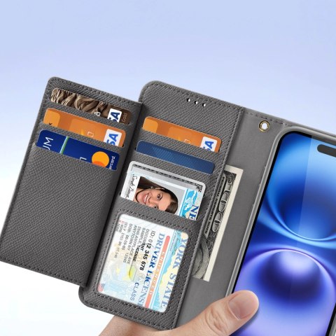 Etui skórzane Dux Ducis Lawa na iPhone 16 - szare Etui skórzane Dux Ducis Lawa na iPhone 16 - szare