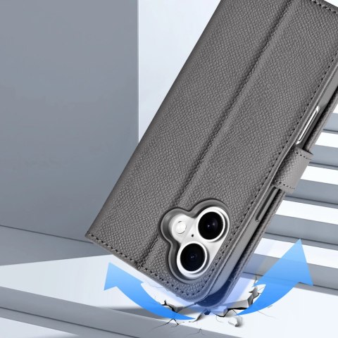 Etui skórzane Dux Ducis Lawa na iPhone 16 - szare Etui skórzane Dux Ducis Lawa na iPhone 16 - szare
