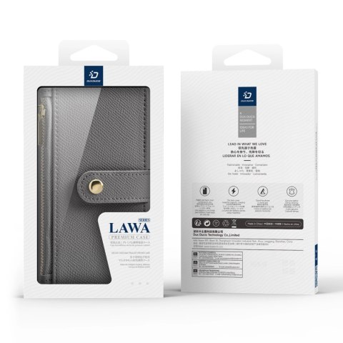 Etui skórzane Dux Ducis Lawa na iPhone 16 - szare Etui skórzane Dux Ducis Lawa na iPhone 16 - szare