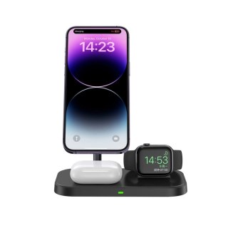 Ładowarka Tech-Protect QI15W-A22 indukcyjna MagSafe ze stojakiem 3w1 MagSafe na smartfon / Apple Watch / AirPods - czarna