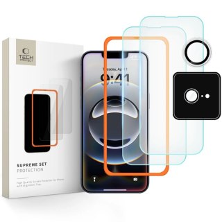 Szkło hartowane Tech-Protect Supreme Set 3-Pack na iPhone 16e - przezroczyste