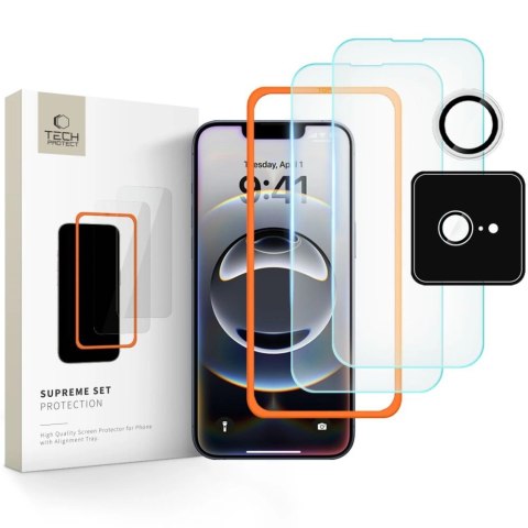 Szkło hartowane Tech-Protect Supreme Set 3-Pack na iPhone 16e - przezroczyste Szkło hartowane Tech-Protect Supreme Set 3-Pack na iPhone 16e - przezroczyste